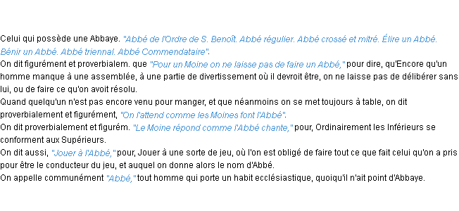Définition abbé ACAD 1798 Définition abbé ACAD 1798