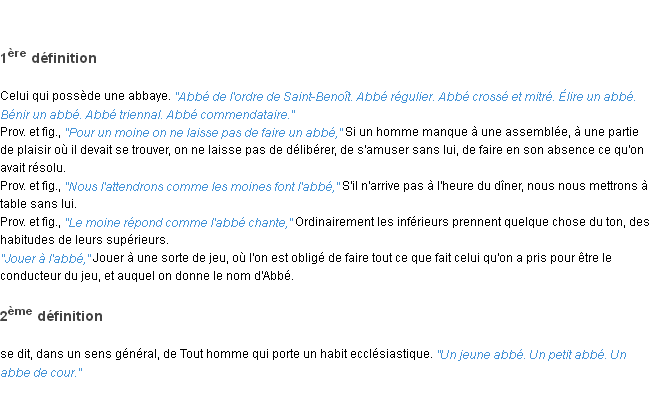 Définition abbé ACAD 1835 Définition abbé ACAD 1835