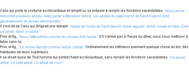 Définition abbé ACAD 1932 Définition abbé ACAD 1932