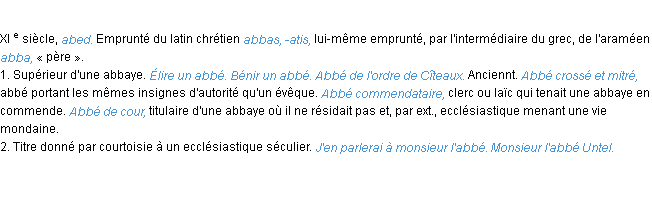 Définition abbé ACAD 1986 Définition abbé ACAD 1986