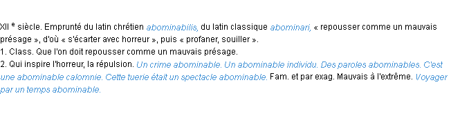 Définition abominable ACAD 1986