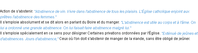 Définition abstinence ACAD 1932