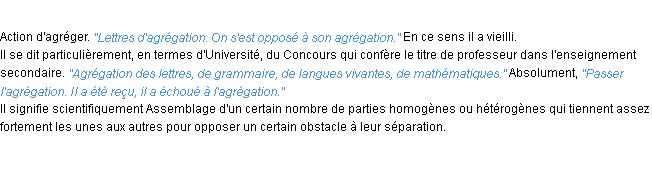 Définition agrégation ACAD 1932 Définition agrégation ACAD 1932