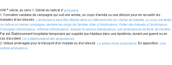 Définition ambulance ACAD 1986