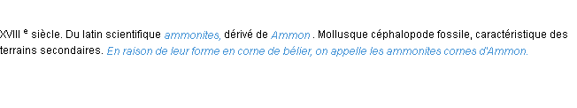 Définition ammonite ACAD 1986