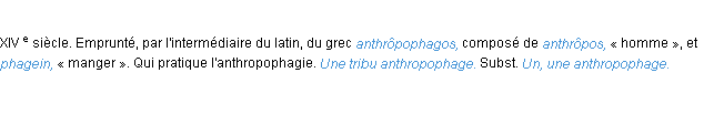 Définition anthropophage ACAD 1986