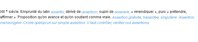 Définition assertion ACAD 1986