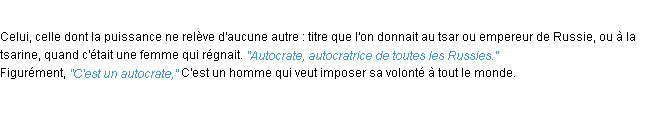 Définition autocrate ACAD 1932