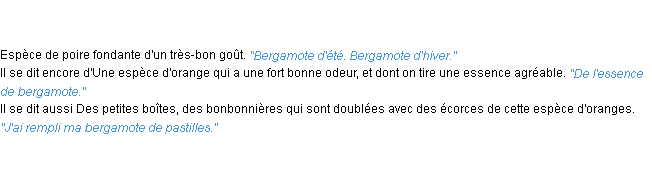 Définition bergamote ACAD 1835