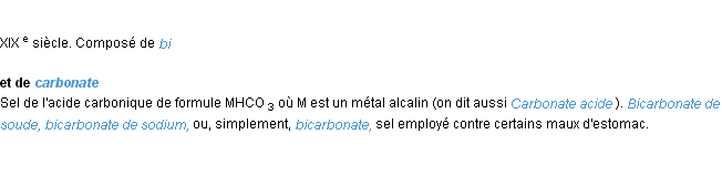 Définition bicarbonate ACAD 1986