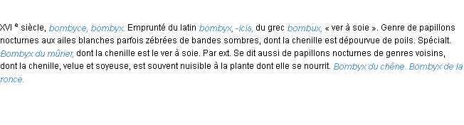 Définition bombyx ACAD 1986