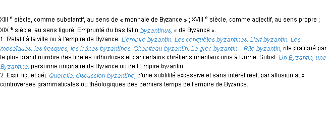 Définition byzantin ACAD 1986