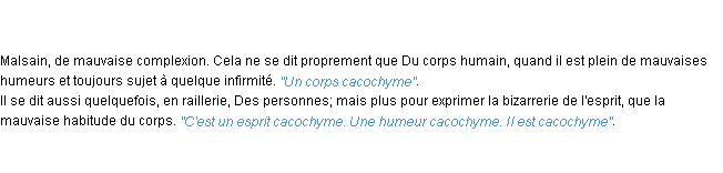 Définition cacochyme ACAD 1798