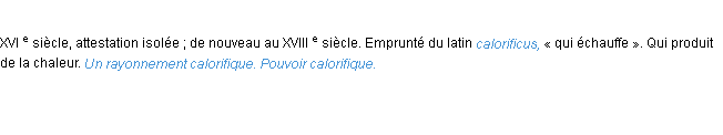 Définition calorifique ACAD 1986