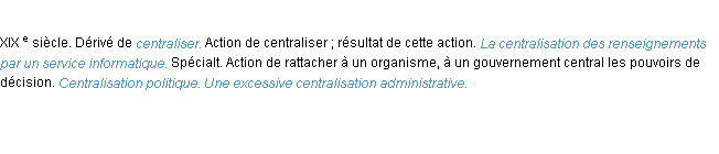 Définition centralisation ACAD 1986