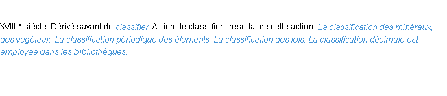 Définition classification ACAD 1986