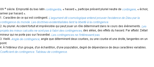 Définition contingence ACAD 1986