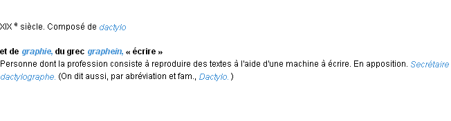 Définition dactylographe ACAD 1986