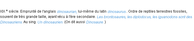 Définition dinosauriens ACAD 1986