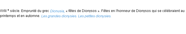 Définition dionysies ACAD 1986