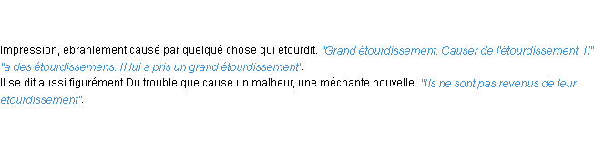Définition étourdissement ACAD 1798 Définition étourdissement ACAD 1798