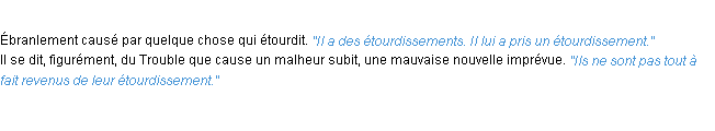Définition étourdissement ACAD 1932 Définition étourdissement ACAD 1932