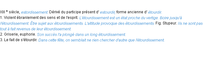 Définition étourdissement ACAD 1986 Définition étourdissement ACAD 1986