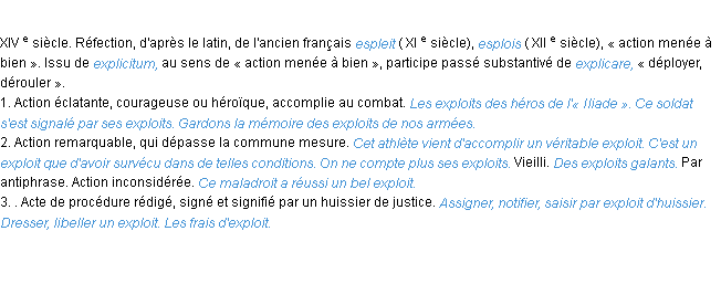 Exploit Synonyme Francais