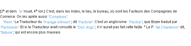 Définition factorerie JF.Feraud