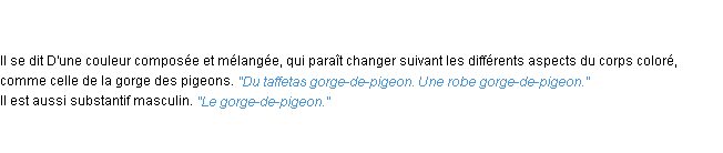 Définition gorge-de-pigeon ACAD 1835