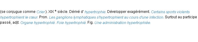 Définition hypertrophier ACAD 1986