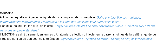 Définition injection ACAD 1932