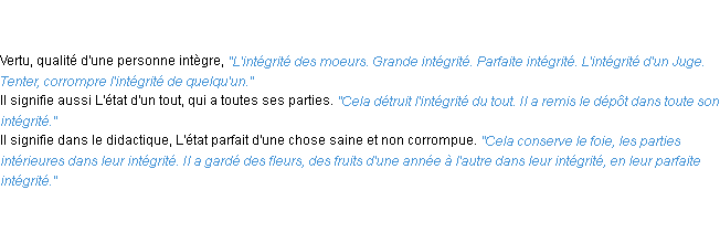 Définition intégrité ACAD 1798
