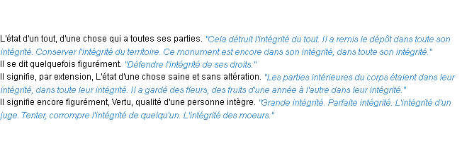 Définition intégrité ACAD 1835