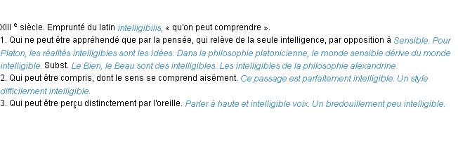 Définition intelligible ACAD 1986
