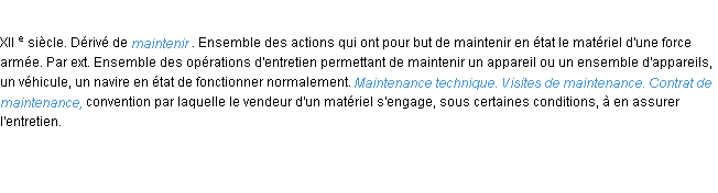 Définition maintenance ACAD 1986