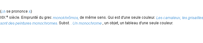 Définition monochrome ACAD 1986
