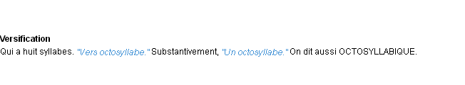 Définition octosyllabe ACAD 1932