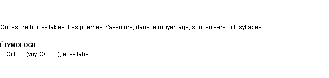 Définition octosyllabe Emile Littré