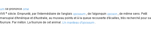 Définition opossum ACAD 1986