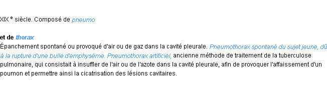 Définition pneumothorax ACAD 1986