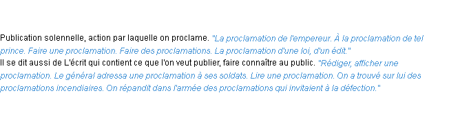 Définition proclamation ACAD 1835