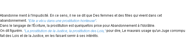 Définition prostitution ACAD 1798
