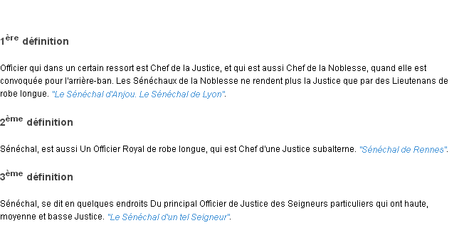 Définition sénéchal ACAD 1798 Définition sénéchal ACAD 1798
