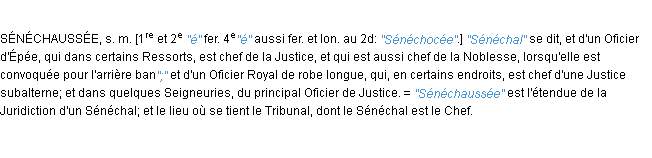 Définition sénéchal JF.Feraud Définition sénéchal JF.Feraud
