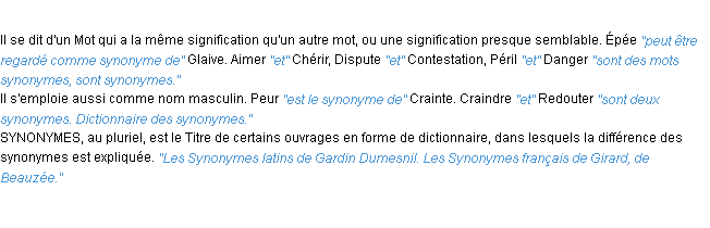 Définition synonyme ACAD 1932