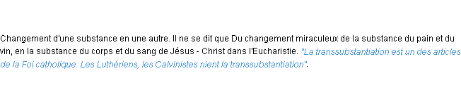 Définition transsubstantiation ACAD 1798